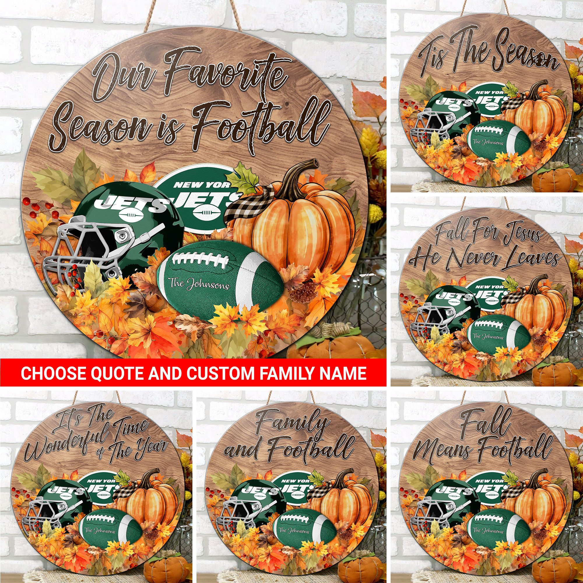 New York Jets Shape Wooden Sign Custom Your Family Name And Choose Your Quotes, Sport Sign, Sport Gifts For Fan, Home Decorations EHIVM-59899